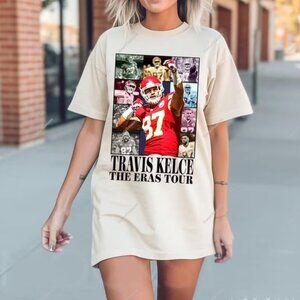 Travis Kelce Football T-Shirt White Retro 90s Classic Graphic Fan Gift Shirt 79